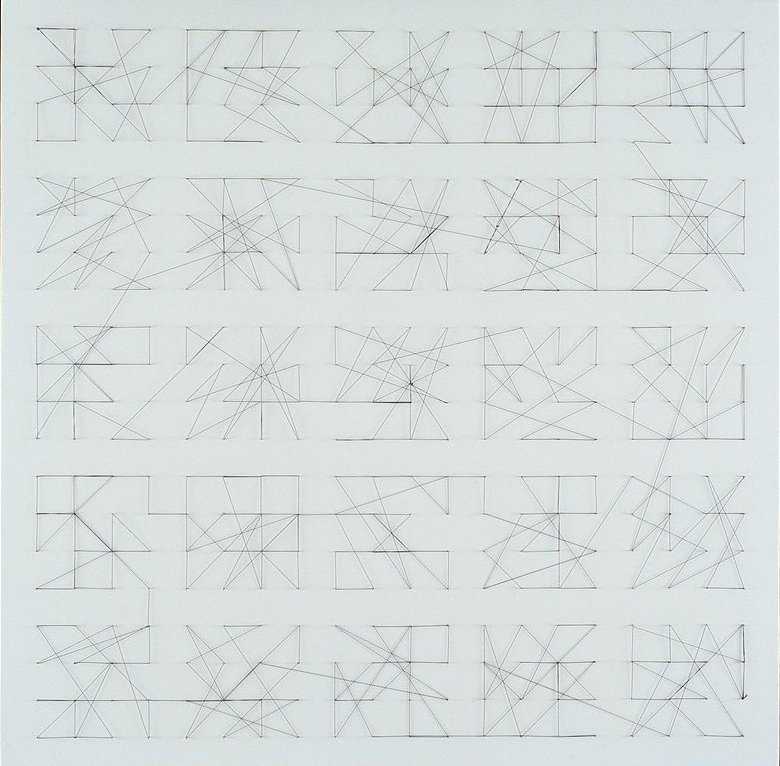 Vera Molnar - Hommage à Dürer, 400 aiguilles, traversées par un fil (Homage to Dürer 400 Needles Crossed by a Thread)
